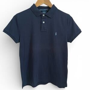 Ralph Lauren Polo Shirt Women’s Slim Fit Large Navy Blue Cotton Jersey Knit